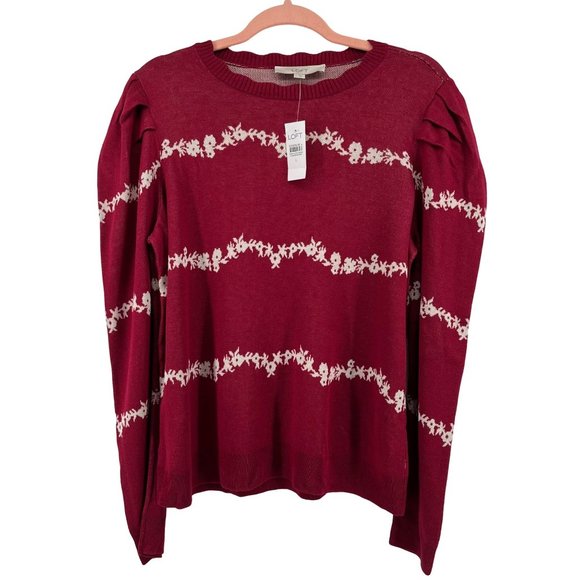 LOFT Sweaters - NWT LOFT Women's Size Large Red & White Crew Neck Sweater